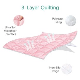 Sheet for Regalo My Cot Portable Toddler Bed, Joovy Travel Cot (Sheet Only, Bed not Included), Quilted Soft Padded Cover, Pink, 48''×24.5''