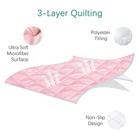 Sheet for Regalo My Cot Portable Toddler Bed, Joovy Travel Cot (Sheet Only, Bed not Included), Quilted Soft Padded Cover, Pink, 48''×24.5''