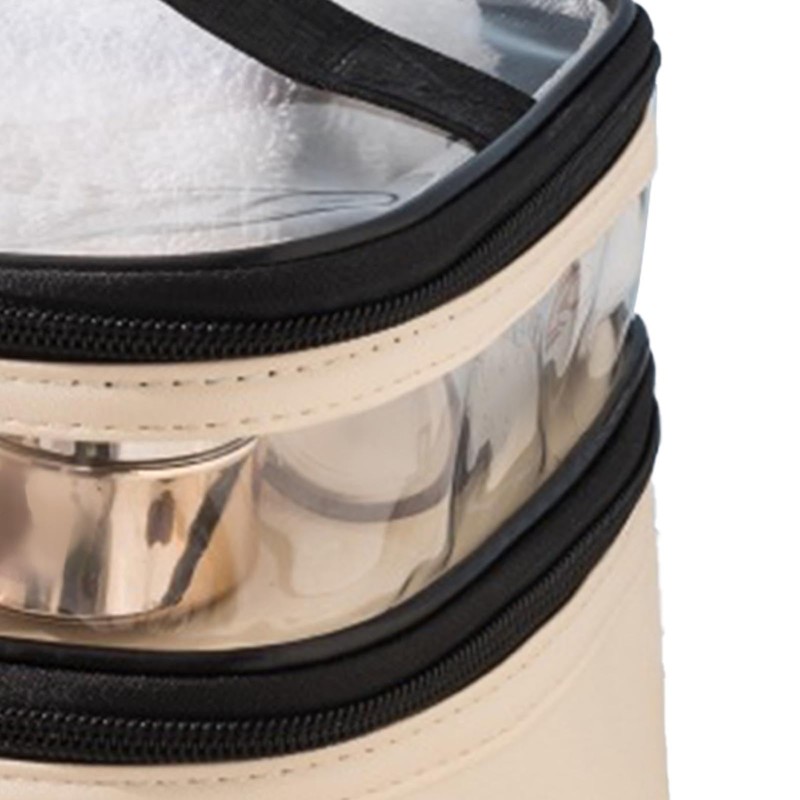 Double Layer Makeup Bag Waterproof, Spacious Alloy Zippers Durable Handle