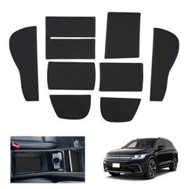 GAFAT Compatible with VW Tiguan 3 2024 2025 Non-Slip Mats, Ti-guan III from 2024 - Rubber Mats Non-Slip Centre Console Cup Holder Door Seam Mats, Ti-guan 3 Accessories (Black)