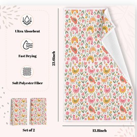 Cute Watercolor Chickens Kitchen Towels, Dish Towels for Kitchen Set of 2