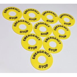 10-Pack 60mm Round Plastic Emergency Stop Legend Plate for 22mm Push Button New