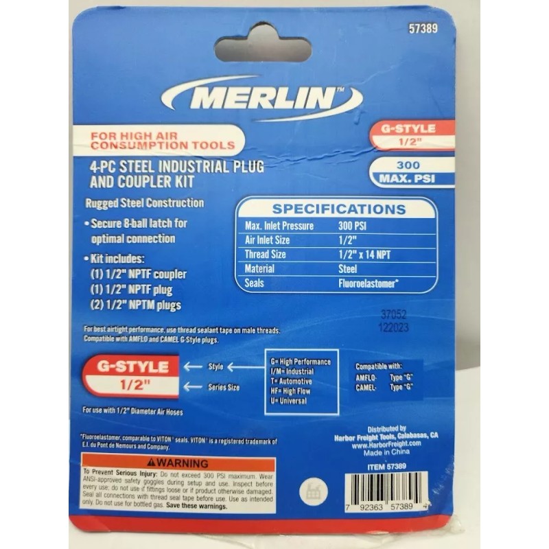 MERLIN Pneumatic Quik Coupler 1/2 in. Steel Industrial Quick Coupler
