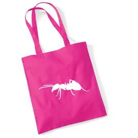 huuraa Shopper Ameise Silhouette Geschenk Jutetasche Fuchsia 10 Liter Baumwolle Ameise Aufmerksamkeit