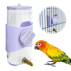 PINVNBY Bird Water Dispenser 9.47 Fl Oz Automatic Parrot Water Feeder Suspended Water Dispenser Bird Cage Accessories for Parakeet Budgie Lovebird Cockatiel Finch (White)