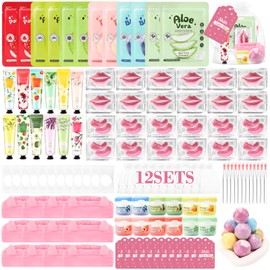 Ponhey 132 PCS Spa Party Supplies for Girls, Spa Party Favors Include Face Masks Skincare, Hand Cream, Lip Balm, Under Eye Patches, Lip Mask and Foot Bath Bombs, Spa Birthday Sleepover Party Supplies