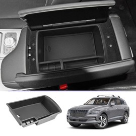 LUWU Center Console Organizer Tray Compatible with 2021 2022 2023 2024 Genesis GV80 Accessories 2024 Genesis GV80 Armrest Console Organizer Armrest Organizer Insert Tray Armrest Glove Box (Black)