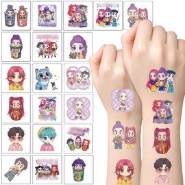 20 Sheets Temporary Tattoo for Kids,Dance Cosplay Id0l Cartoon Tattoo Stickers,Waterproof Musical Cartoon Fake Tattoo Stickers Set for Teens Boys Girls Birthday Fake Tattoo Gift Party Bag Filler