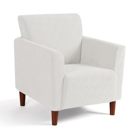 KinCam Accent Armchair Covers, Stretch Banquet Chair Covers, Arm Chair Slipcovers for Living Room Stripe Jacquard Chair Covers Furniture Protector Covers for Kids, Pets (Beige)