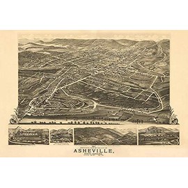 Asheville, North Carolina - 1891 - Aerial Bird's Eye View Map Poster