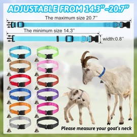 12 Sets Goat Collars with Bells Horse Sheep Grazing Cow Bells Adjustable Nylon Dog Bell Collar with Quick Release Buckle Anti Lost Pet with Copper Bell for Small Farm Animal Sheep Accessories