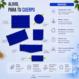 PHALARIS Kit de 5 Compresas de Semillas con Aromaterapia para Microondas y Congelador Almohadillas Térmicas Frío y Calor para Fisioterapia, Alivio de Dolor Lumbar, Espalda y Cuello Azul Rey