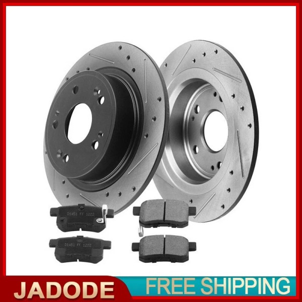 JADODE Rear Drilled Slotted Rotors Pads for 08-17 Honda Accord