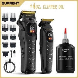 SUPRENT PRO [Family Choice] [New Year Gift] SUPRENT The Black Scorpion- Hair Clipper for Men-Rechargeable Heavy-Duty Motor Hair Cutting Kits with LED Display - Color: Oil & Clipper