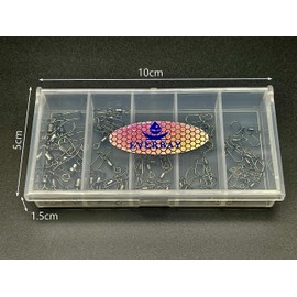 EVERBAY Stainless Steel Rolling Fishing Swivels with Snap Set Swivel Fishing Line Connectors Hight Strength for Saltwater & Freshwater Fishing accessories - size 6# 8# 10# 12# 14#, 50pcs/box