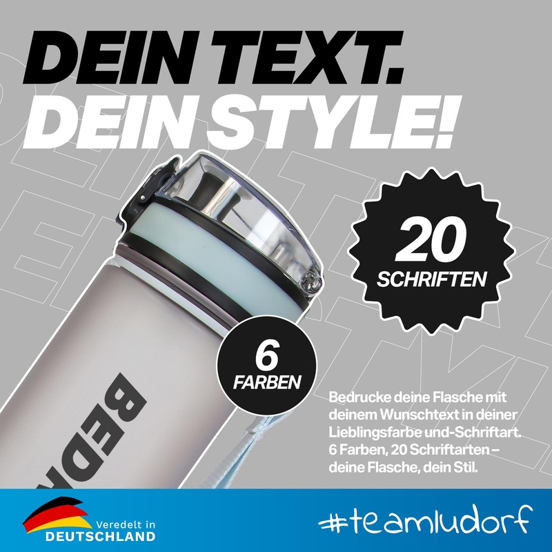 #teamludorf MiniCampos Water Bottle – Individually Printable – Leak-Proof –