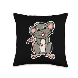 Cute Rat Kids Animal Gift Ideas Cute Rat Cartoon Animal Throw Pillow, 16x16, Multicolor