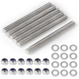 MIGUBIGU Pack of 6 Threaded Rods, Stainless Steel, M10 x 100 mm, Fully Threaded Rod M10 with 12 Hex Nuts and Washers, DIN 975, Threaded Rod for Assembly of Furniture and Industrial Manufacturing