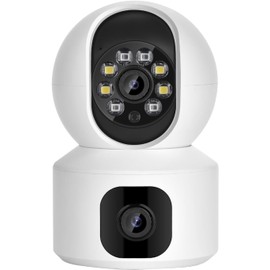 Indoor WiFi Dual Lens Smart Surveillance Camera – 1080P HD, Motion Tracking, Night Vision, Two-Way Audio