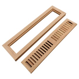 Homewell Red Oak Wood Floor Register Vent Cover, Flush Mount Vent with Damper, 2X14 Inch, Unfinished