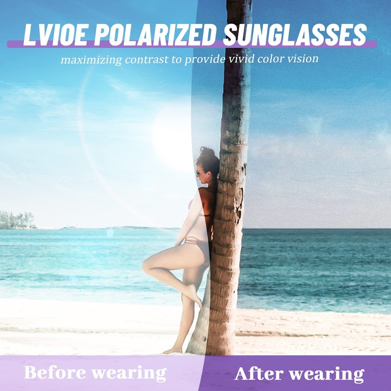 LVIOE Polarized Oversized Sunglasses for Women, Rhinestone Ladies Sunglasses with