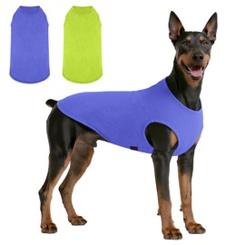 Kickred 2 Pack Summer Dog Shirts, Quick Drying Breathable Dog Clothes Pet Sleeveless Vest, Lightweight Stretchy Tank Top T-Shirts for Dogs Boys Girls (Deep Blue+Dark Green, 2XL)