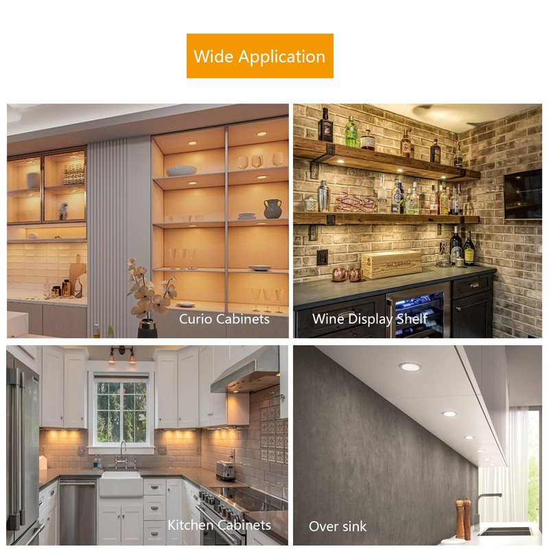LED Puck Lights Wired Recessed Under Cabinet Lighting Dimmable,Halogen Bulb