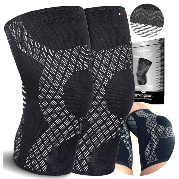 Arthritis Knee Sleeves - Thin Knee Brace for Running - Crossfit - Skiing - Meniscus Tear - Knee Compression Support - ACL - MCL - Joints Pain - Ligament Injury - Squats - XL