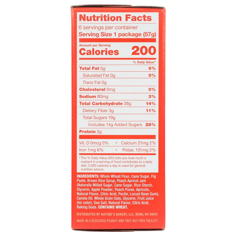 Nature's Bakery Peach Apricot Whole Wheat Fig Bars, 6 Count,