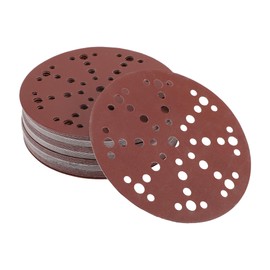 INFINAUTO Schleifscheiben, 6" 49 Loch 800 Körnung Automobilreparatur Rundes Klett-Schleifpapier Aluminiumoxid, Papierbasis Rot, 50 Stück