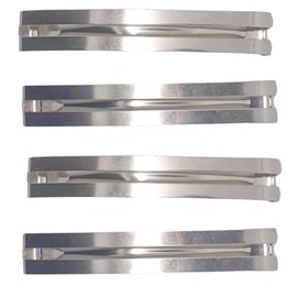 Mytoptrendz® 4 pcs Small Slim French Style Barrettes Hair Slides Double Bar Clip In Flat Thin Un Sprung Hair Clips Grips Classic Women Girls Hair Accessory (Straigh Style 4- Silver)