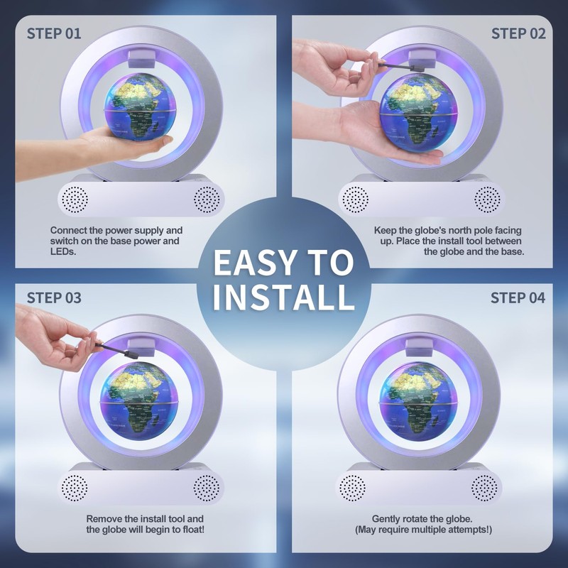 Poojaed Magnetic Floating Globe Lamp with Bluetooth Speaker, Cool Gadget