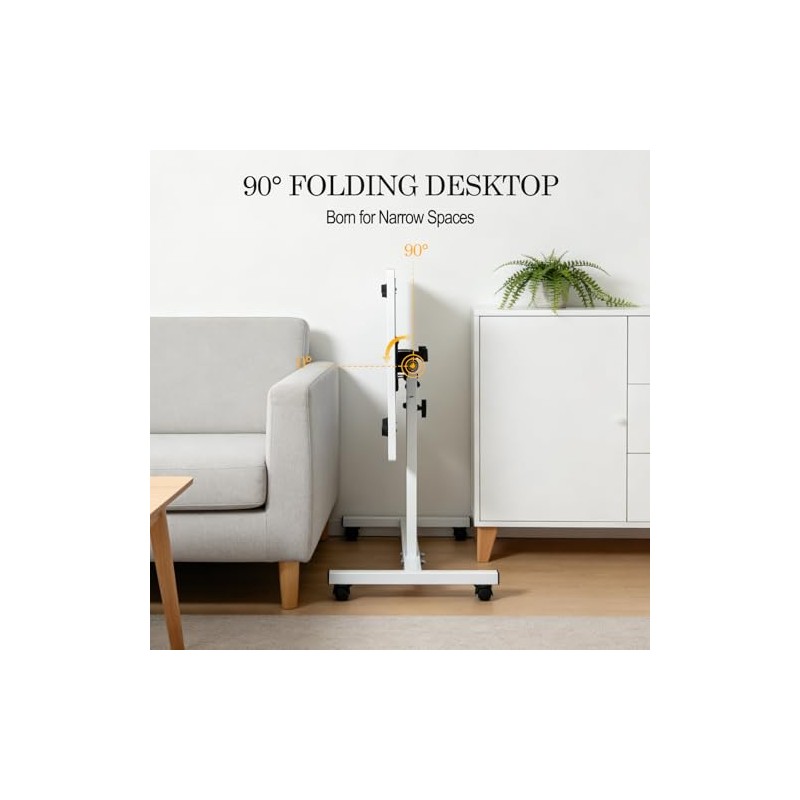 Overbed Table with 4 Wheels - Height Adjustable Hospital Table