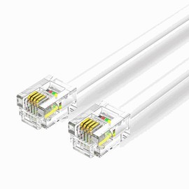 TECHZOCO RJ11 Telephone Cable, ADSL Telephone Cable, Modular Cable 6P4C, Western Cable, RJ11 Cable, Telephone Cable, 6P4C Cable, Suitable for DSL / VDSL / ISDN Internet (White, 10 Metres)