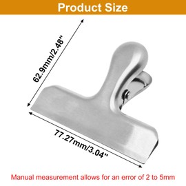 S SYDIEN 3Pcs Silver Chip Clips 3 Inch Wide Stainless Steel Notebook T Clip Heavy-Duty Food Bag Clips Metal Hinge Clip File Clamps for Home Kitchen & Office