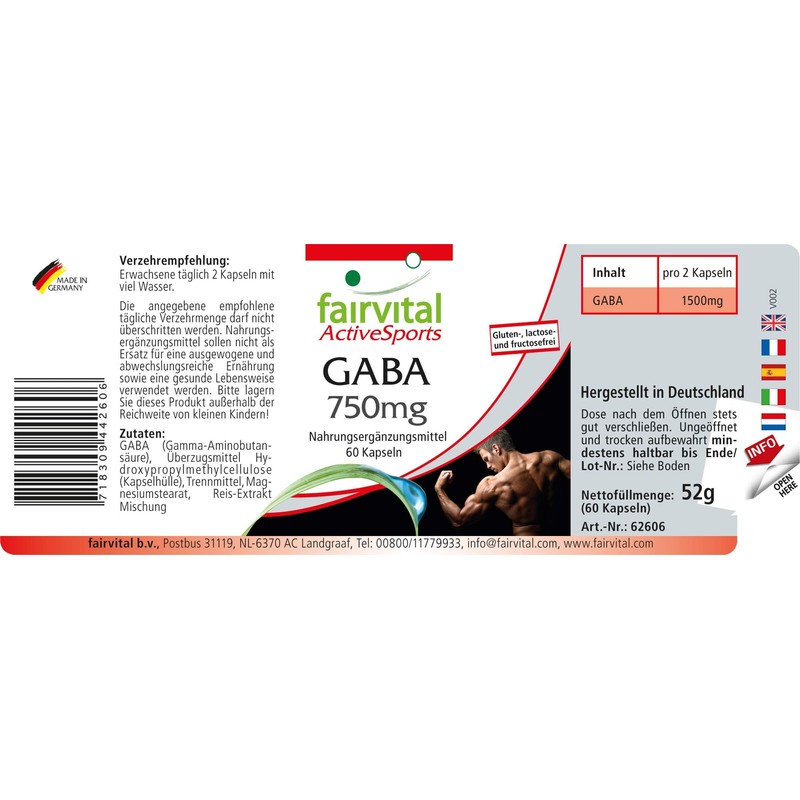Fairvital GABA Capsules 750 mg - High Dose - 1500