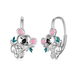 Flpruy Koala Leverback Earrings 925 Sterling Silver Koala Bear Earrings Hypoallergenic Cute Animal Earrings Koala Bear Gifts Birthday Jewelry Gifts for Women