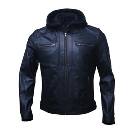 Men’s Genuine Lambskin Motorcycle Leather Jacket Black | Distressed Brown Vintage Biker Leather Jackets For Men (Large, Black)