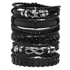 Manfnee 6PCS Braided Leather Bracelet Punk Biker Cuff Wrap Bracelets