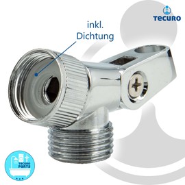 tecuro Gelenkstück für Brauseschlauch und Handbrause Hochglanzverchromt mit Verstellbarer Neigung 1/2 Zoll Anschlüsse