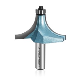 KEENTECH Carbide Tipped Roundover Router Bit 1/2" Shank Non-Stick Teflon Coating Edge Forming Router Bits for Table Cabinet Door Woodworking Corner Rounding 1-1/4" Cutting Length, 1" Radius