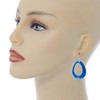 Blue Enamel Cut Out Oval Drop Earrings In Silver Tone
