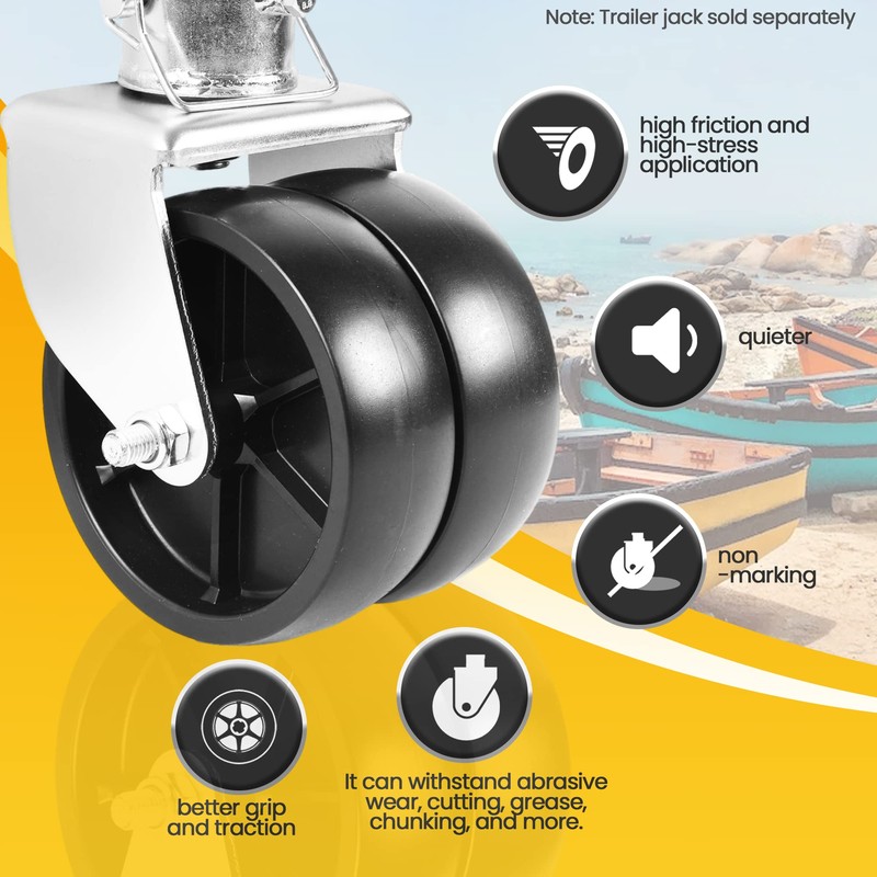 (2-Pack) AR-PRO 6-Inch Boat Trailer Jack Wheels - Universal Fit