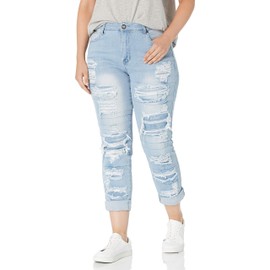 cover girl Women's High Waisted Cute Ripped Patched Repair Skinny Juniors, Light Blue, 13