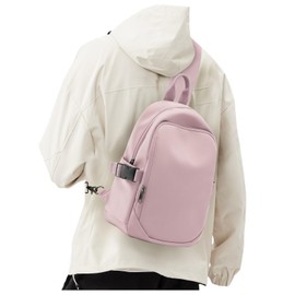 SEAFEW Mini Sling Bag for Men Women - Lightweight Crossbody Backpack, Multipurpose Shoulder Bag, Small Compact Chest Daypack for Travel Hiking Gym Sport Pink