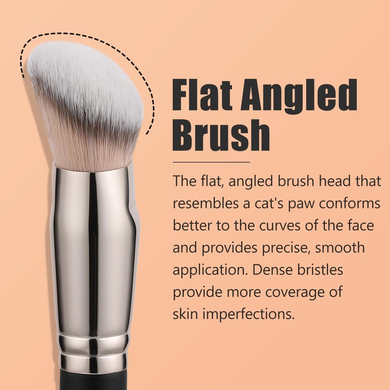 TEOYALL Flat Angled Foundation Brush, Large Dense Synthetic Bristles Kabuki