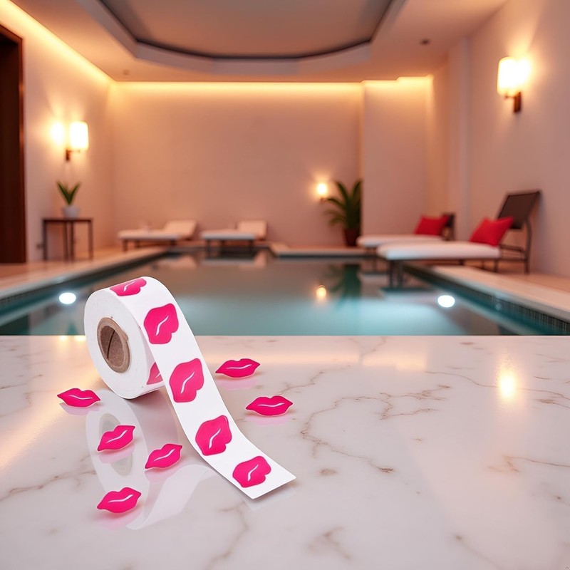 500 pegatinas de labios bronceadores, calcomanía autoadhesivo perforado rosado, estampado