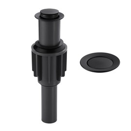 ALEASHA Pop Up Sink Drain Without Overflow, Bathroom Sink Drain Vessel Sink Stopper Pop Up Sink Drain Stopper, Pop Up Drain for Bathroom Sink Drain Strainer for Hair Catcher, Matte Black