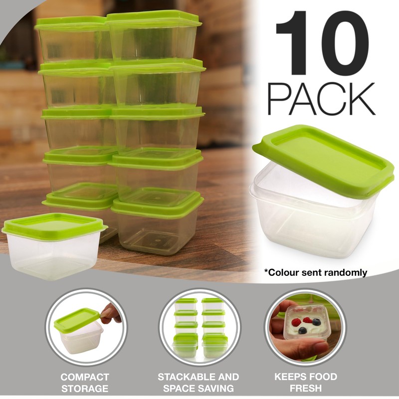 Navoys 10 Mini Square Plastic Containers With Lids 80ml -