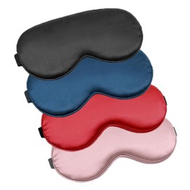 TUONYIS 4 Pieces Eye Mask for Sleeping,4 Colours Silk Sleep Mask with Adjustable Strap,Eye Sleep Shade Cover,Eye Masks Sleeping Mask for Man Woman Travel Meditation Night Nap (4 PCS)